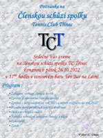 Pozvnka na lenskou schzi TC Tinec 2022