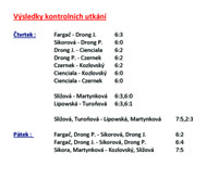 V�sledky soust�ed�n� z�vodn�ch hr���