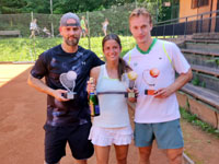 Medailist� zleva :  Radek Jane�ek, Beata Kotl�rov�, Luk� Ja�ek