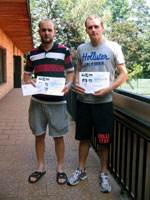 1.m�sto �ty�hra mu�i zleva :  David Kr�m��, Tom� Hrabec