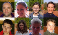 Drustvo dorostu "A" 2004 - zleva nahoe :  kapitn Ale Dobesch, Iveta Patschov, Daniela Gejgerov, Jana Kurov - zleva dole :  Martin Valenta, Jakub Bazgier, Lukasz Sztwiertnia, Ale Dobesch