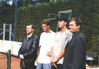 Vyhla�ov�n� v�t�z� zleva :  Branislav Stankovi�, Pavel �nobel, Tom� Berdych, Ren� Farga�