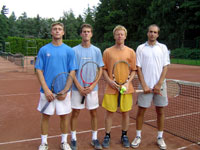 Finalisté čtyřhry mužů zleva : Jakub Čech, Petr Šavrda, Jaromír Línek, Karel Bláha